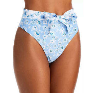 Capitanna Lina Blue Flowers High Waist Bikini Bottom, Size XS